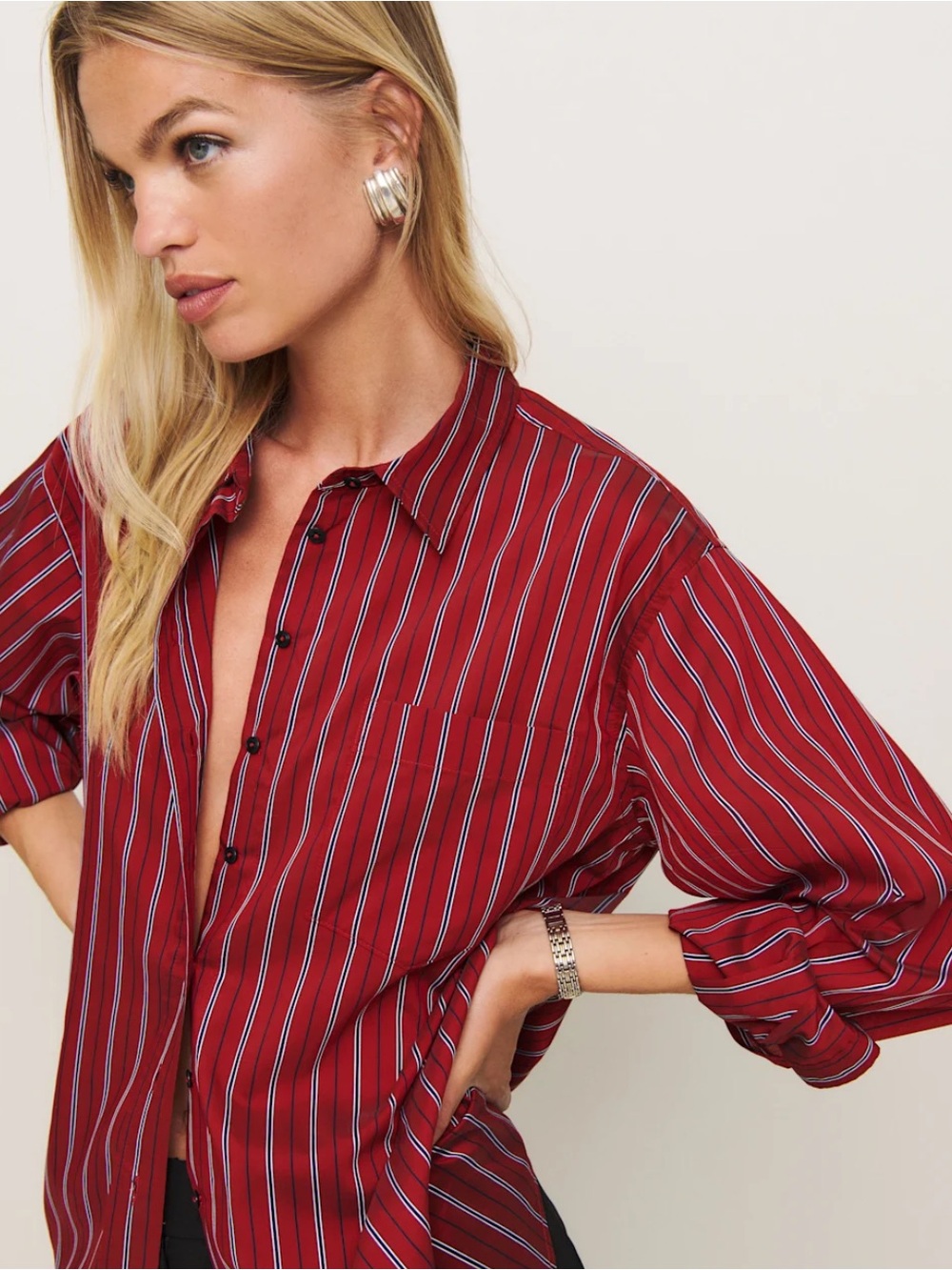 BKE maroon striped button down shirt m